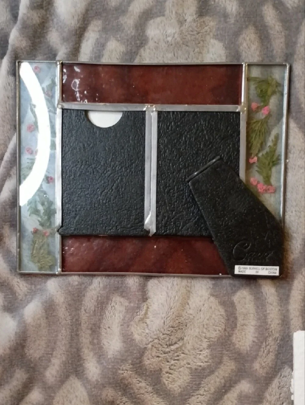 Cerr Stained Glass Floral Picture Frame in Brown and Green